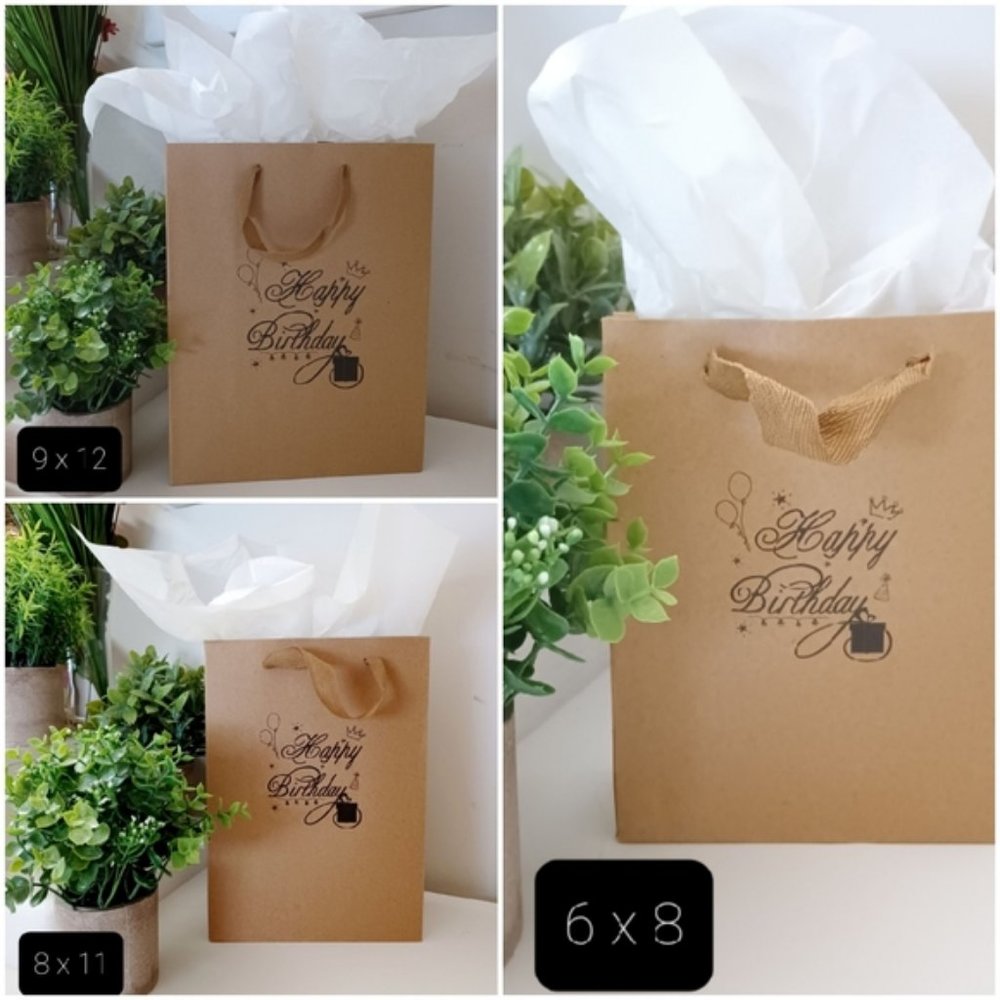 30 Craft Paper "Happy Birthday" Gift Bags with Handles